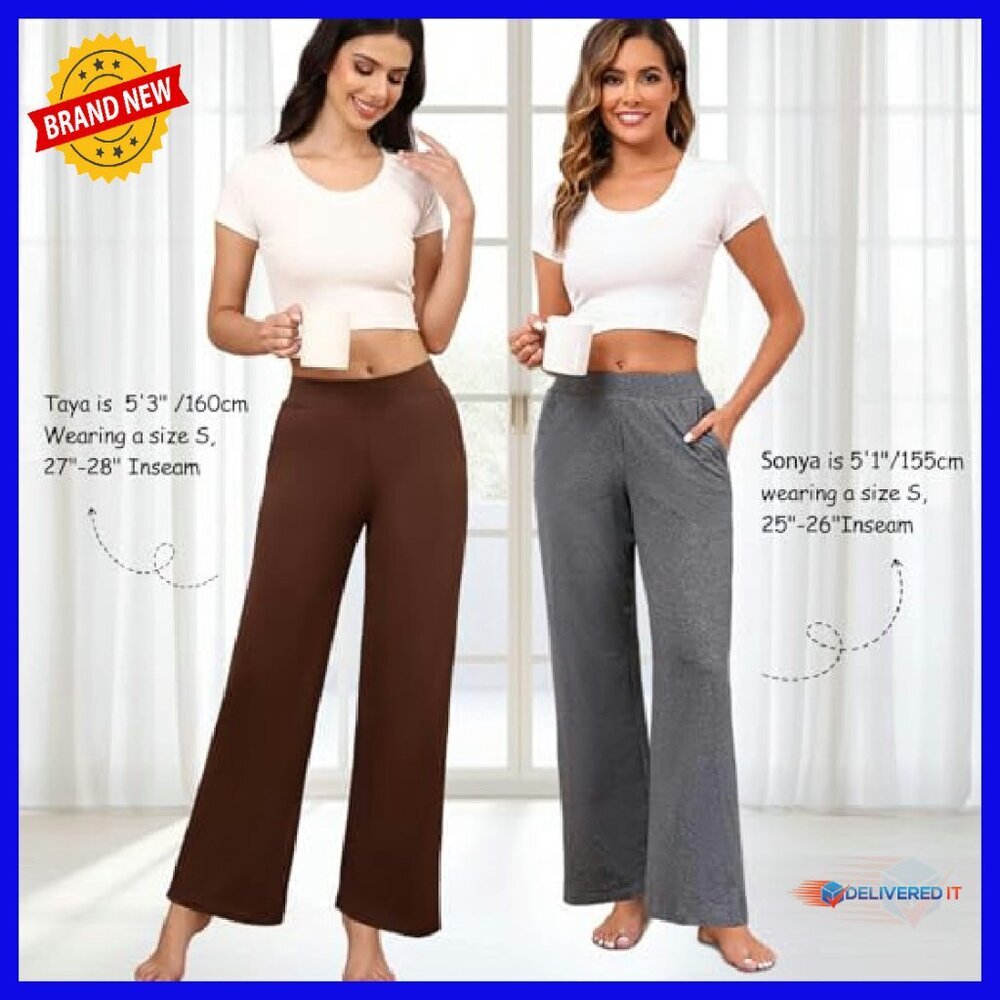 Petite Sweatpants 3 Pack Wide Leg Lounge Pants with Pockets XS-XL - Picture 7 of 7